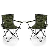 BigDean 2X Faltstuhl Tarnmuster Camouflage Campingstuhl Anglerstuhl mit Getränkehalter & Tragetasche - Anglersessel klappbar - Klappstuhl Gartenstuhl Faltstuhl Relaxsessel Angelsessel faltbar