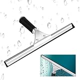 Fensterabzieher Profi, 35cm Duschabzieher, Edelstahl Fensterwischer mit Gummilippe, Fensterreiniger, fensterputz für Dusche,Badezimmer,Spiegel,Glas-Reinigung,Fliesen, Fensterreinigung