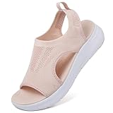 DimaiGlobal Damen Sommer waschbare Slingback Orthopädische Slide Sport Sandalen Leichte Strick Sandalen Mesh Weiche Sohle Freizeit Damenschuhe 39EU Rosa