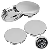 HANIUTTY 4 Stück Felgenkappen Nabendeckel OD 60mm ID 56mm, Radnabenkappen Radnabenabdeckung Felgendeckel Universal ABS Silber Nabenkappen Auto Zubehör für Radnaben