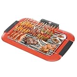 PUDLOR 2000W Elekgrillplatte Elektrisch, 194-662 °f Edelstahl Trischer Tischgrill Elektrisch Mit Wasserschale 6 Temperaturstufen, Griffe an Beiden Seiten 4 Füße Sorgen für Familienfeiern, Grillpartys