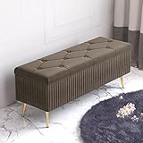 LDTTYRC Luxuriöse Samt-Stauraum-Ottomane, Gepolsterte Plüsch-Stauraumbank, Moderne Schuhbank Für Den Eingangsbereich, Gepolsterter Fußstützenhocker Für Schlafzimmer Wohnzimmer-Kaffee 90x40x45cm(35x1