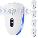 [2025 Upgraded] Ultraschall Schädlingsbekämpfer, Mäuse Mücken Fliegen Kakerlake Insekten Spinnen Mückenabwehr, 3 Arbeitsmodi Moskitoschutz Indoor, Ultraschall Mückenschutz für Haus und Garage 4 Stück