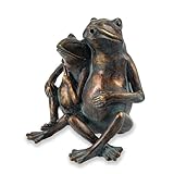 esotec Wasserspeier-Figuren Frosch-Paar, Einzelfigur Teichfigur Gartenstatue, Brunnenfigur Garten-Teich für Mini-Teich, Wasserspiel für Terrasse Balkon-Brunnen, Quellstein, Kunststein 100737