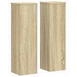 vidaXL Pflanzenständer 2 STK., Blumenständer Hohle Konstruktion, Dekosäule Podest für Pflanzen Dekoartikel, Blumenhocker Blumensäule, Sonoma-Eiche Holzwerkstoff