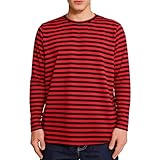 blau Weiss gestreift Shirt Tshirt Herren schwarz Langarm Shirts fischerhemd Langarmshirts für Herren (DE/NL/SE/PL, Alphanumerisch, XXL, Regular, Regular, Rot-schwarz)