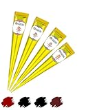 4x FADEDA Henna Kegel | 4x 25g natürliche Paste | 2x Schwarz, 1x Natur-Braun, 1x Kastanien-Braun | 100 % pflanzlich | gebrauchsfertig & ohne PPD | Vegan | Bio | Halal | Mehandi | Mehndi