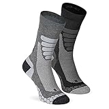 XTREME SOCKSWEAR Herren & Damen Wandersocken Trekking Outdoor Sport Funktionssocken Atmungsaktiv Frottesohle Gepolstert (2 Paar) Grau-Schwarz 39-42