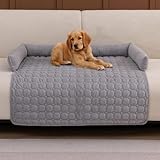 Haustier-Couchbezüge für Sofa, Hundebett für Sofa, rutschfestes Hundekissen, waschbar, flauschiges Hundebett für mittelgroße Hunde (Hellgrau, 90 x 90 x 12 cm)