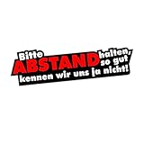 easydruck24de 1 Sticker Bitte Abstand halten I kfz112 I 16 x 4,5 cm groß I Auto-Aufkleber Wohnwagen Mofa Roller mit Spruch lustig wetterfest