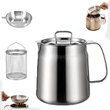 Rose and Teddy Edelstahl-Fritteuse, 2-in-1, 1,9 l Edelstahl-Fritteuse mit Korb und Deckel, große Kapazität, vielseitiger Ölfilter-Topfgefäß für Küche, Aufbewahrung, Kochen (1,5 l)
