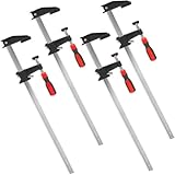 Hanured® 4 Stück Schraubzwingen, Spannweite 900mm, Spanntiefe 60mm, Holzzwingen Groß mit Kunststoffgriff, Einstellbar und schnell lösbar, Spannkraft 270kg