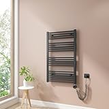 Heilmetz® Badheizkörper Elektrisch 100x60cm Handtuchwärmer mit Digitalem Thermostat mit Timer-Funktion Gerade Handtuchtrockner Anthrazit 500W