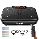 UMAY Fitness Vibrationsplatte Übungsgerät mit 2 Schlaufenbändern & 6 Widerstandsbändern, Heimtraining Vibrationsplattform für Gewichtsverlust, Kernstärke, Blut- und Lymphzirkulation Verbesserung