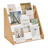UNICRAFTALE 4 Stöckiger Präsentationsständer Für Grußkarten Vitrine Bambus Acryl Postkartenständer Tragbarer Präsentationsständer Für Aufkleber Theke Einzelhandels Präsentationsständer Für Tischplatte
