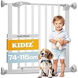 KIDIZ® Türschutzgitter Absperrgitter Treppengitter Kindergitter | Gitter Haustier | ohne Bohren | beidseitig schwenkbar, Farbe: Grau, Größe: 88-101 cm