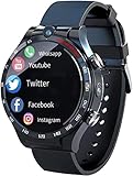 NENSA Herren Smartwatch für Android IOS mit 1,6 Zoll Dual Kamera Full Circle Touch Speicher 4+128G Pixel 2 Millionen + 8 Millionen GPS Sportuhr