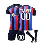 Generisch Barca Personalisiert Fußball Trikot mit Eigenem Namen Nummern für Kinder and Erwachsener, Fussball Trikot Shorts Socken Sets für Jungen Herren Trainingsanzug