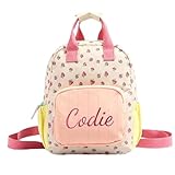 Generisch Kindergartenrucksack Mädchen, Personalisiert Kita Rucksack Kinder für Kindergarten Schule, 28 x 23 cm Erdbeere Kinderrucksack Leichtgewicht Schultasche Kleinkind mit Namen (Erdbeere)