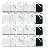 KASURE 24 Stück TENS Elektroden Pads, Tens Gerät Pads Selbstklebende Elektroden Tens Gerät 40 x 40 mm Tens Elektroden wiederverwendbar zur Linderung von Muskel für TENS Geräte and EMS Trainer