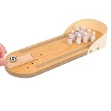 JurciCat Bowling Set Kinder Kegelspiel für Kinder Mini Bowlingbahn mit 10 Pins Mit Hölzernen Desktop Wichtelgeschenk für Erwachsene & Kinder ab 3 Jahre