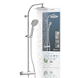 SCHÜTTE MADURA Duschsystem mit Thermostat, Duschset mit großer Regendusche (Ø 24 cm) und verstellbarer Handbrause, Brauseset mit Duschstange, Duschsäule Duschpaneel, Chrom