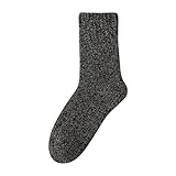 Uwdiohq Socken Damen Dicke Wandersocken Warmer Wolle Crew 1 Paar Yoga Rutsch Schwarz (Dark Gray, One Size) Strümpfe Damen-Socken Kuschel Reitsocken Winter 35-38 Wintersocken Cuddly Socks Bunt