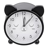 Ipetboom Doppelohr Tischuhr für Lustige Dekorative Tischuhr mit Nachtlicht Lautlos für Schlafzimmer und Büro Metallgehäuse ohne Batterie Schwarz