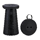 Relaxdays Teleskophocker, faltbar, Tragegurt, Outdoor, höhenverstellbarer Campinghocker, HBT 44,5 x 25 x 25 cm, schwarz