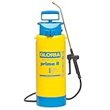 GLORIA Drucksprüher prima 8 | 8 L Gartenspritze, Unkrautspritze|Mit Messinglanze + verstellbare Messingdüse, Standfuß