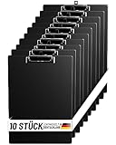 OFFICEPOINT Klemmbrettmappe Set A4 | 10 Stück | Aufklappbares Klemmbrett mit Innentasche | Schreibplatte Kunststoffüberzug (Schwarz, A4)
