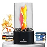GLANZFEUER® Tischkamin - Premium Bio Ethanol Tischkamin - Tischfeuer Outdoor & Tischfeuer Indoor - Hochwertiger Bioethanol Tischkamin Outdoor für besonderes Ambiente - Tisch Feuer Ethanol Kamin