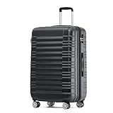 BEIBYE Zwillingsrollen Reisekoffer Koffer Trolleys Hartschale M-L-XL-Set (Schwarz, XL)