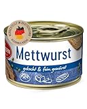 DREISTERN Mettwurst 160g I Mit Speck & Gewürzen I Herzhafte Spezialität in recyclebarer Konservendose I Lange Haltbarkeit dank natürlicher Konservierung I Hausmacher Qualität