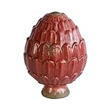 Manufaktur Lichtbogen Zapfen aus Keramik rot 20 cm hoch Rosenkugel für Stab Dekokugel Gartendeko