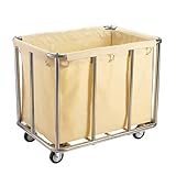 Wäschewagen mit herausnehmbarem Canvas-Futter und Rädern, Edelstahl-Wäschesortierer für Zuhause und Hotel, Haushalt