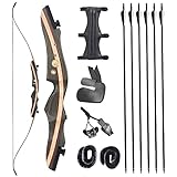Toparchery 62 Zoll Takedown Recurve Bogen und Pfeil Set Holz Riser Langbogen Outdoor Jagdbogen 20-50lbs Sportbogen für Jugendliche und Erwachsene (40 Lbs)