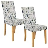 Stuhlhussen mit Blumenmuster für Esszimmerstühle, dehnbar und waschbar, Spandex-Sitzschoner, elegante dekorative Schonbezüge für Küche, Wohnzimmer, 2 Stück