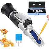 Calenxy 2 in 1 Honig Refraktometer mit ATC Imker Refraktometer 10-33% Wassergehalt Honig 58-90% Brix Refraktomete für Honig Zuckersirup Fruchtmarmelade Melasse Honey Tester mit Kalibrierung
