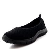 Womens Ballerina Fitness Yoga Walking Running Sports Gym Lightweight Mesh Trainers - Black/Black - UK7/EU40 - BS0107