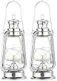 Lunartec Petroleumlaterne: 2er-Set Petroleum-Sturmlaternen mit Glaskolben, verzinkt, 30 cm (Laterne Öllampe, Sturmlaterne mit Lampendocht, feuerfest)