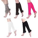 LILELIG 5 Paare Winter Stulpen Damen, Häkelarbeit Gestrickte Leg Warmers Stulpen Für Damen, Beinstulpen Damen, Beinwärmer Damen für Winter, Frühling und Herbst (Schwarz, Weiß, Grau, Braun, Rosenrot)
