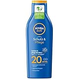 NIVEA SUN Schutz & Pflege Sonnenmilch LSF 20 (250 ml), Sonnencreme für 48h Feuchtigkeit, sofortiger Sonnenschutz mit hochwirksamem UVA/UVB-Filtersystem