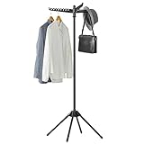 SONGMICS Wäscheständer, Standtrockner, 3 drehbare Armen für Kleiderbügel, Wäschespinne, 4 Beine, für Innenbereich, Edelstahl, für bis zu 27 Kleidungsstücke, 150 cm hoch, schwarz LLR510B01