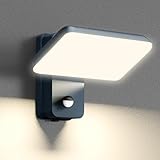 brightower 24W Außenwandleuchte mit Bewegungsmelder, IP65 LED Wandleuchte Außen Aluminium mit Schwenkbar LED Panel, Warmweiß 3000K Außenlampe Wandleuchte für Garten Terrasse (Anthrazit)