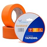 sowala Goldband Malerkrepp 10 Rollen 50 mm x 50 m – Profi Abdeckband für saubere Kanten, 30 Tage UV-beständig, rückstandsfrei entfernbar