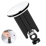 kurkip Universal Waschbeckenstöpsel 40mm Chrom Abflussstopfen – aus Messing, Einstellbare Gummi Stöpsel Waschbecken, Geeignet für Alle Handelsüblichen Waschbecken und Bidets, Rostfrei & Dicht, Schwarz