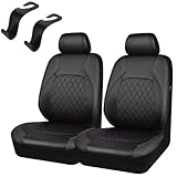 2 Stück Universal Schonbezüge PU Leder Sitzschoner,Auto-Sitzbezüge Vordersitze Kunst Leder,Sitzbezüge Seitenairbag universell,für Autositz Vorne für die meisten Autos LKWs Lieferwagen SUVs (schwarz)