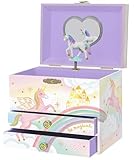 Musikalisches Einhorn-Schmuckkästchen für Mädchen – Kinderspieluhr mit drehendem Einhorn, Einhorn-Geburtstagsgeschenke für kleine Mädchen, Schmuckkästchen, 17,1 x 13,3 x 15,2 cm – Alter 3–10