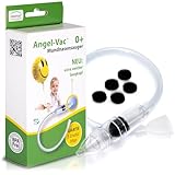 Angel-Vac® Mund-Nasensauger Baby [mit extra weichem Saugkopf] - manueller Saug-Nasenreiniger ohne Staubsauger - für Babys ab 0 Jahre [inkl. 5 Ersatz-Filtern]